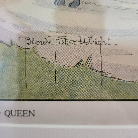 Mother Goose Vintage Art Print Cat and Queen 1915 Blanche Wright Color Art - Picture 4 of 7